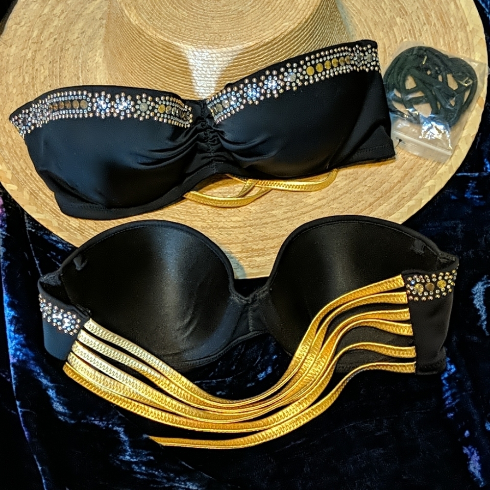 Victoria's Secret black gold bikini top 32B bra